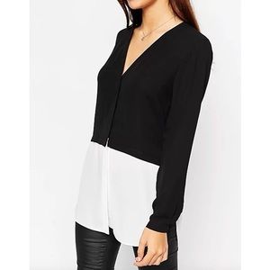 ASOS V-Neck Mono Color Block Blouse